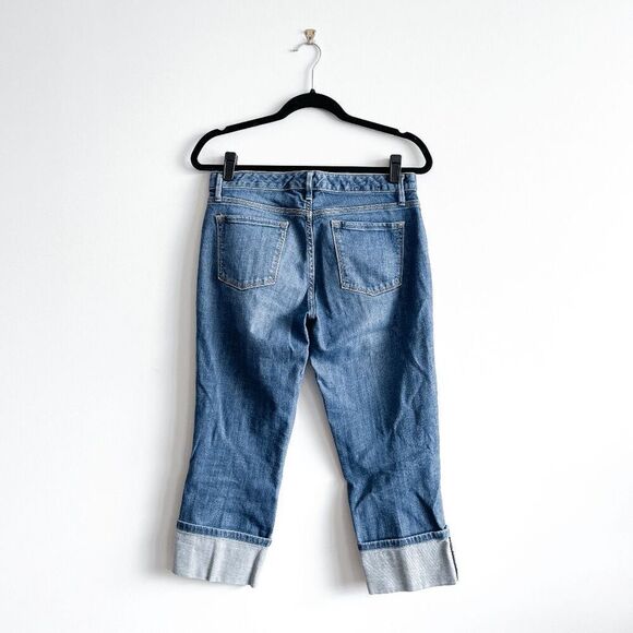 Banana Republic Womens Medium Wash Rolled Cuff Denim Cropped Jeans Blue 28 - Picture 2 of 8